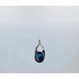 Sterling Silver 925 Dichroic Glass Pendant • Artisan Estate Jewelry Gift